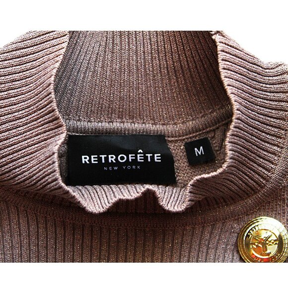 Retrofête Aislinn Dress / Medium / Metallic Satellite Knit Mini Gold Buttons - Picture 10 of 11